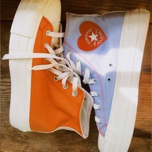 never worn colorblock platform converse🧡